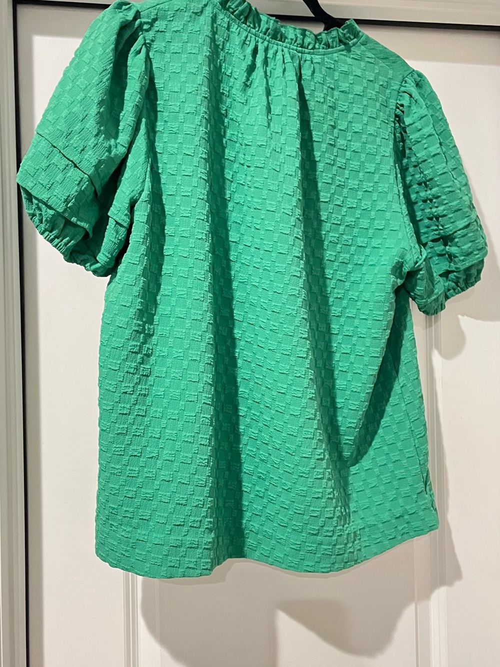 Green Ruffle-Neck Short Sleeve Top - Picture 2 of 2